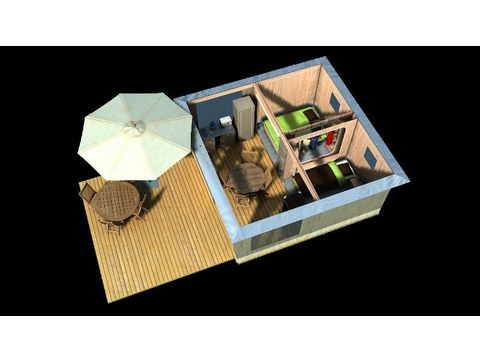 Bungalowzelt 4 Personen - CARAÏBES 20m² 2 Schlafzimmer (Samstag bis Samstag)