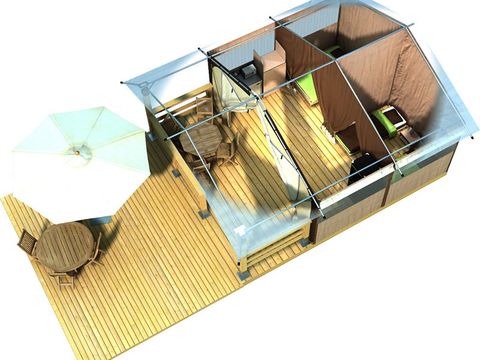 Safarizelt 5 personen - Lodge VICTORIA 30m² - Luxusausführung (Samstag bis Samstag)