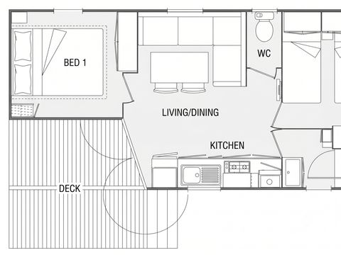 Stacaravan 4 personen - OPHEA - 2 slaapkamers