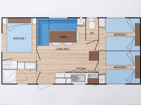Stacaravan 6 personen - OPHEA - 3 slaapkamers