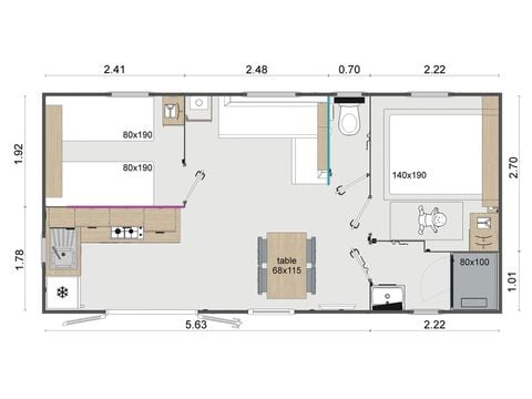 MOBILHOME 4 personas - Superior 2 habitaciones
