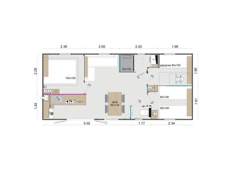 CASA MOBILE 6 persone - Superiore 3 camere da letto