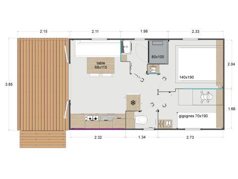 MOBILHOME 4 personas - Confort 2 habitaciones