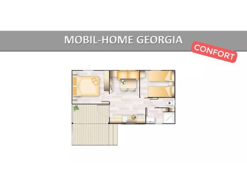 MOBILHOME 4 personas - Georgia Confort 3 Piezas 4 Personas Aire Acondicionado + TV
