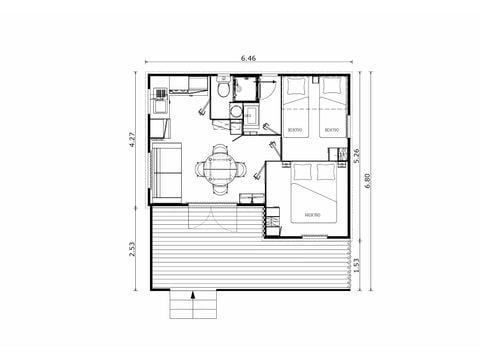 Stacaravan 4 personen - Cottage Sureau - 26.5 m² - 2 slaapkamers