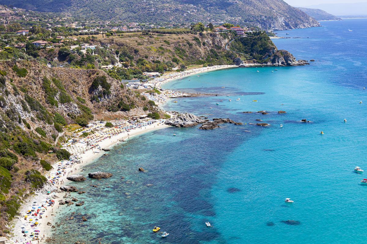 Amazing Tropical Panoramic View Of Turquoise Gulf Bay, Sandy Bea