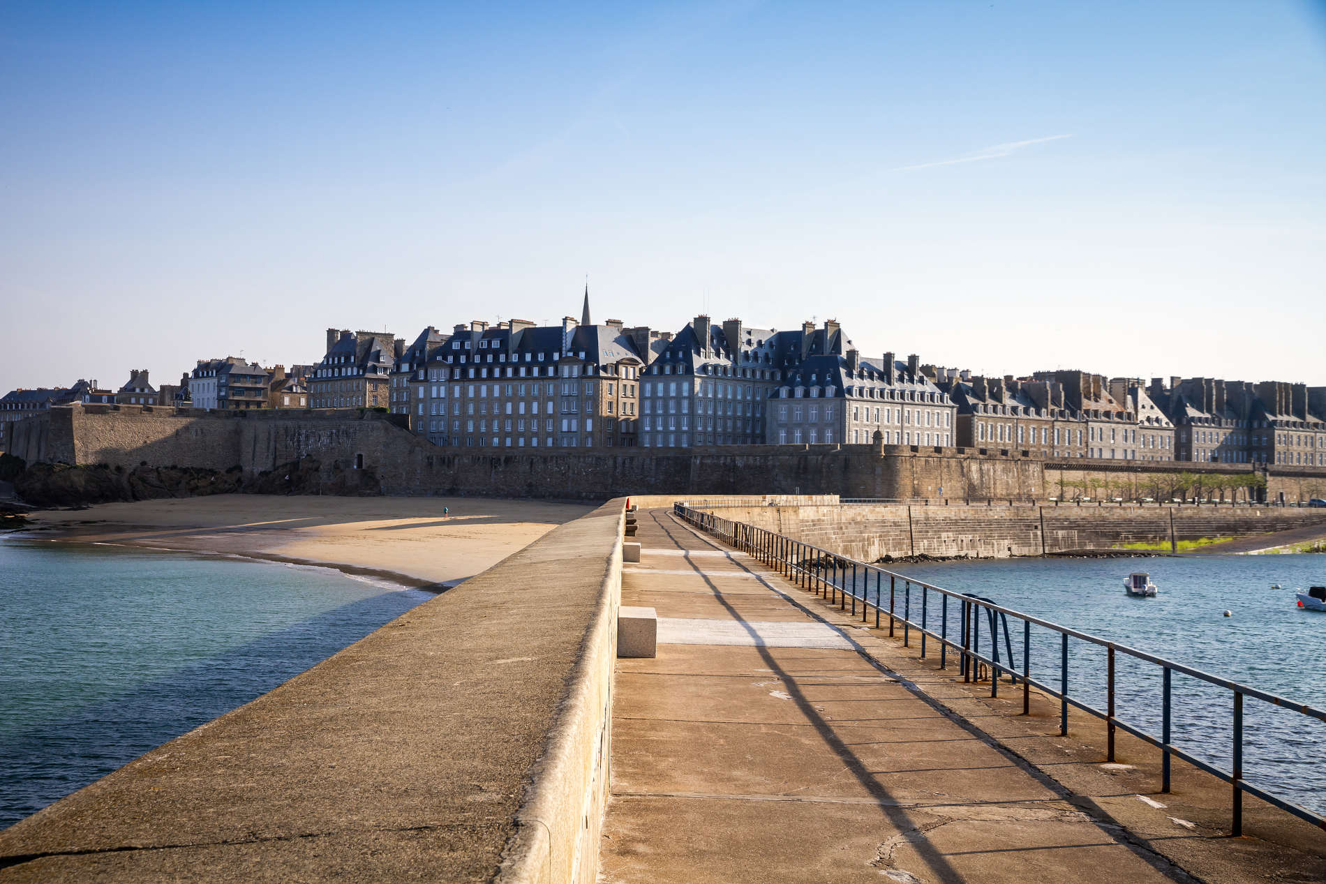 Saint-malo City View From The Lighthouse Pier In Brittany, Franc